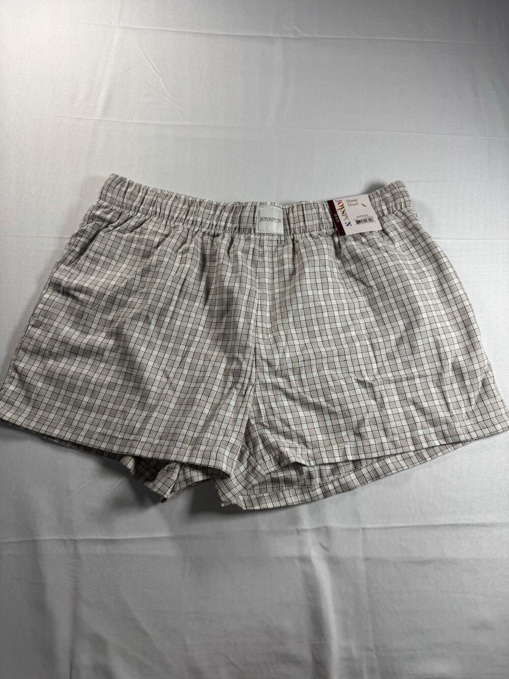 Joyspun Womens Woven Pajama Boxer Shorts 3'' Inseam White Small Plaid Sz S NWT